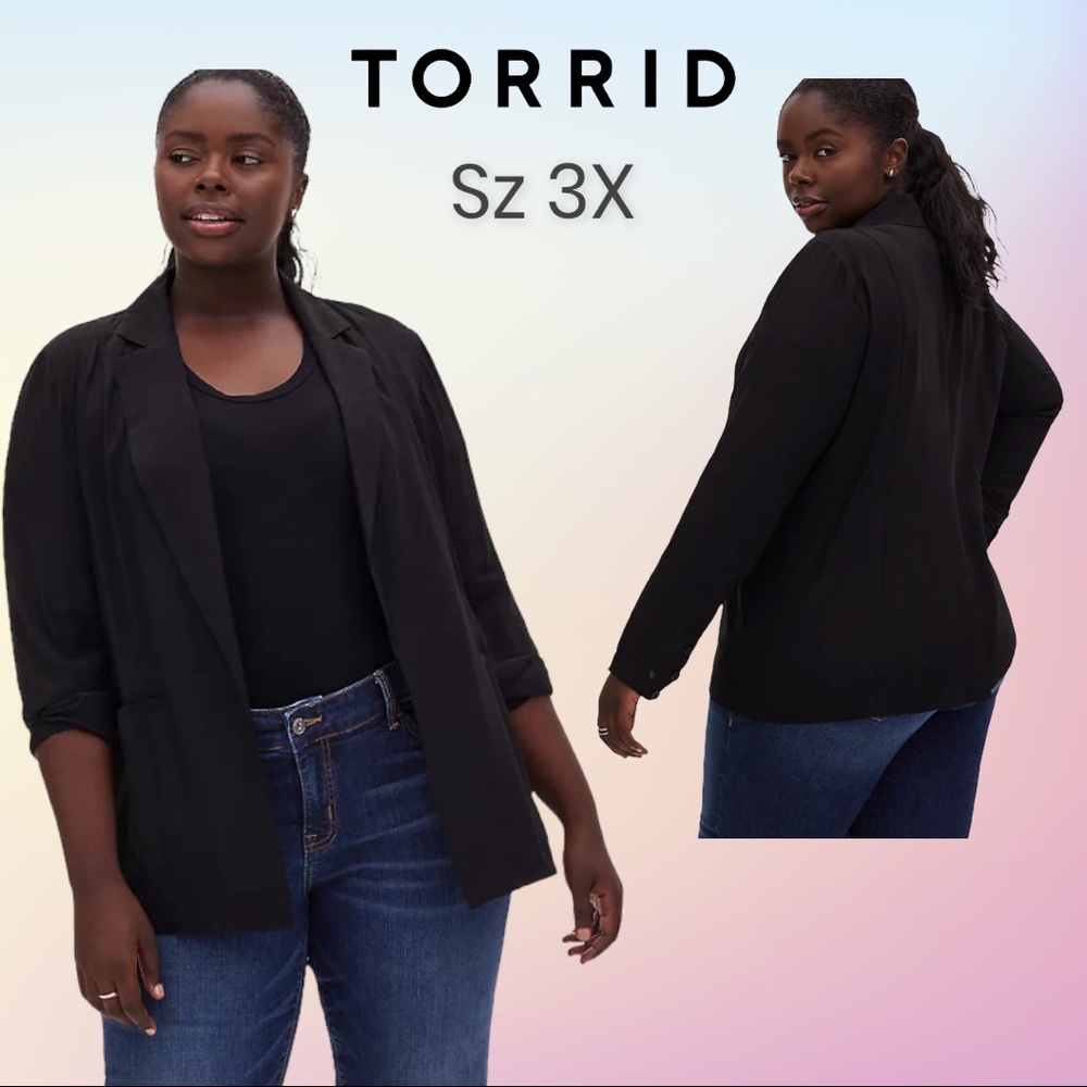 Black TORRID Textured Woven Boyfriend Blazer Size 3/3X